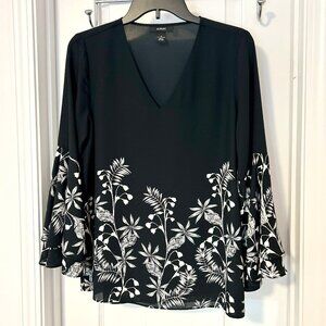 Alfani Printed V-Neck Poet-Sleeve Top, Women's size 4
